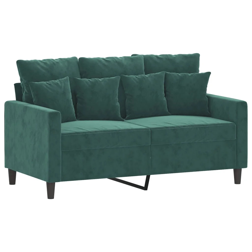 Dark Green Velvet 2 Piece Sofa Set with Cushions B938435