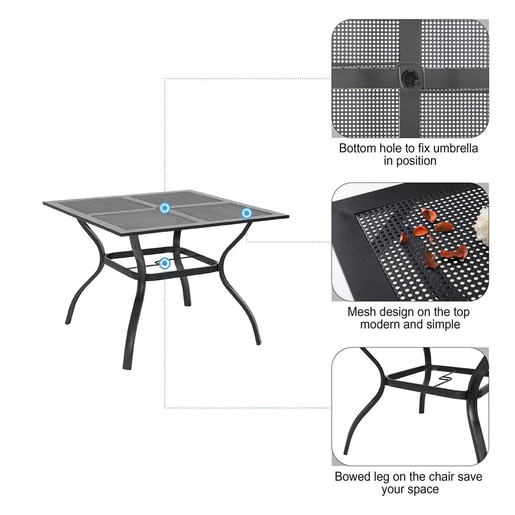 5 Pcs Outdoor Patio Metal Dining Set Swivel Chairs and Square Table Z430552