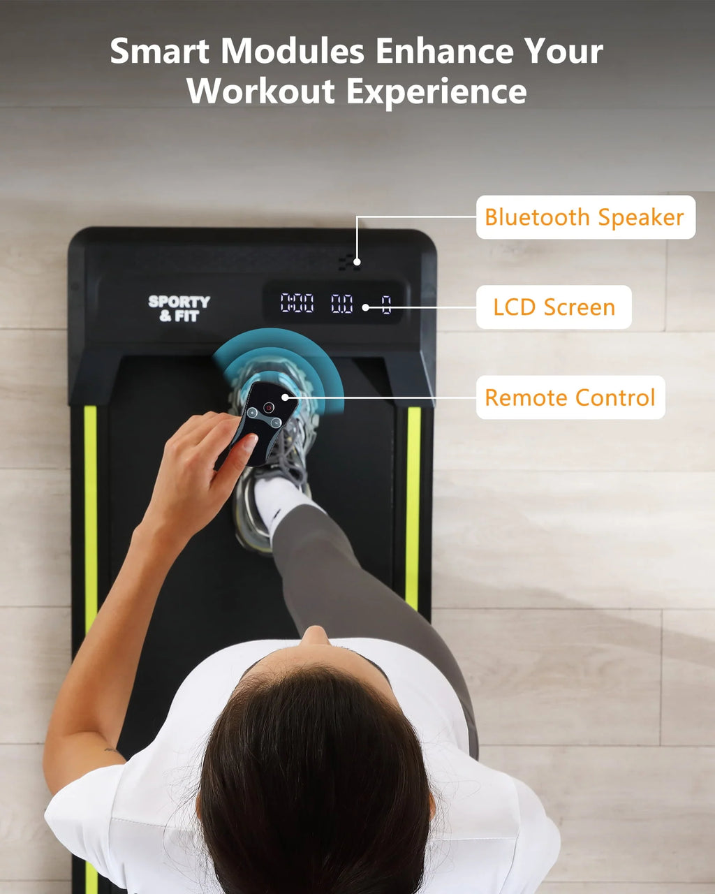Black Portable Under Desk Treadmill with Remote Control Y387