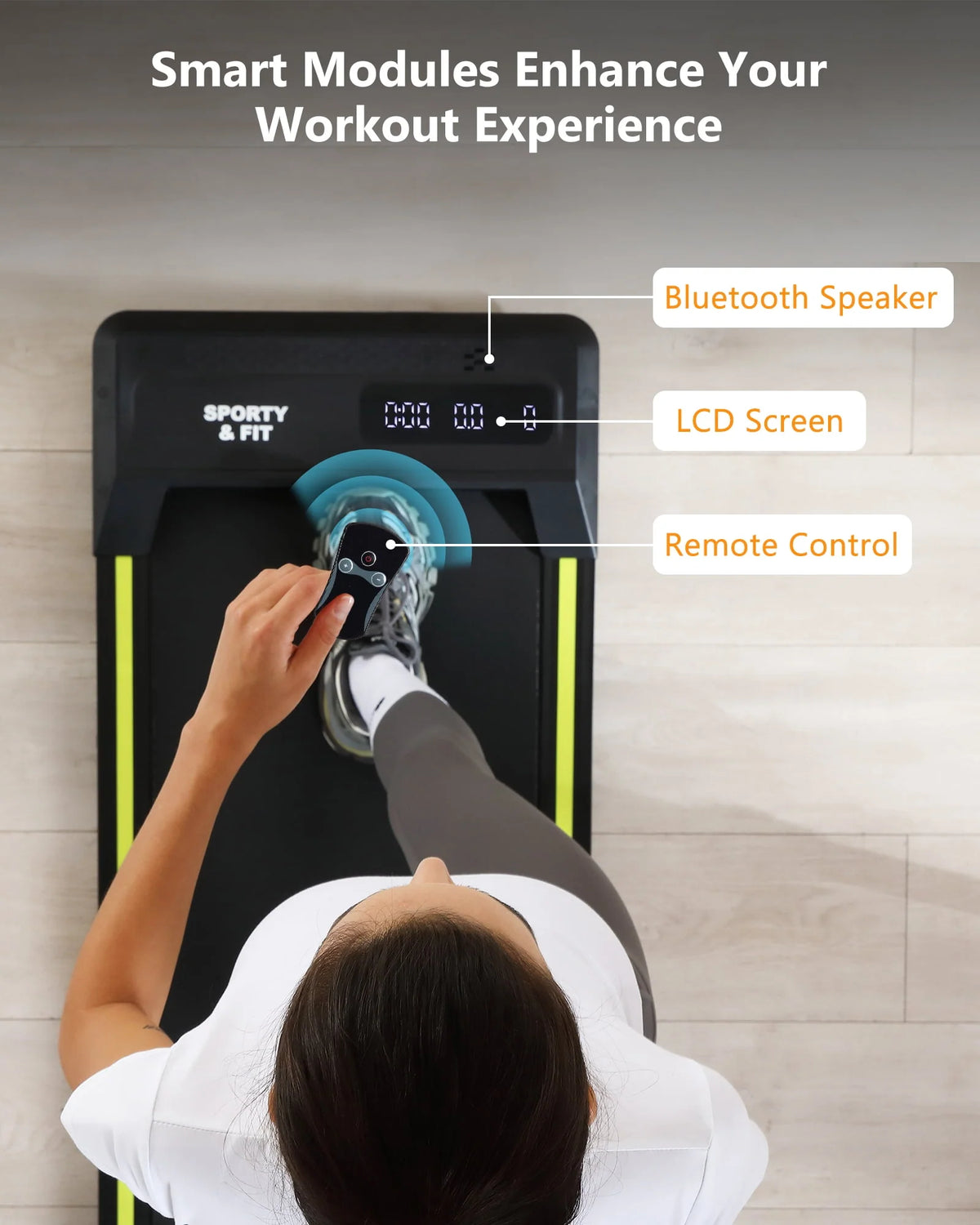 Black Portable Under Desk Treadmill with Remote Control Y387