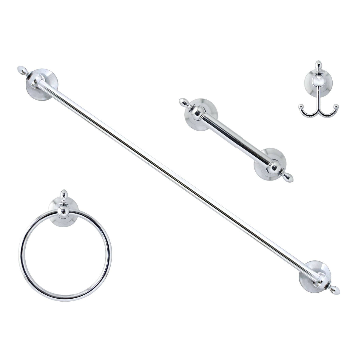 4 Piece Polished Chrome Bathroom Hardware Set K49455
