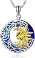 925 Sterling Silver Moon Sun Star Necklace K20703