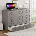 Full Size Solid Pine Murphy Bed with USB and Storage Drawer M588026