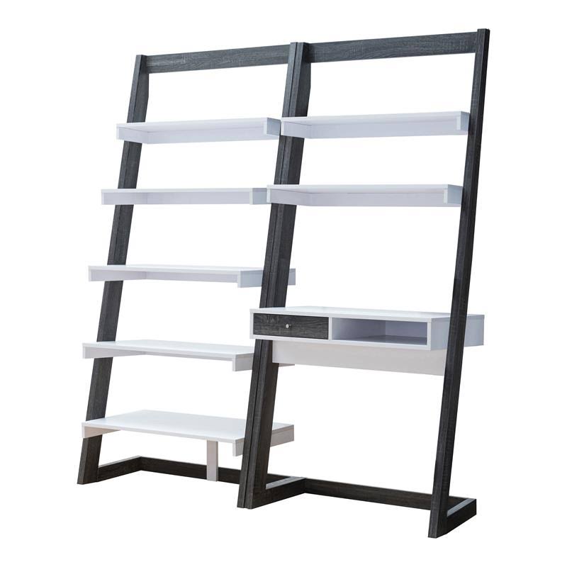 Gray and White Wood 2-Piece Desk and Bookcase Set K625