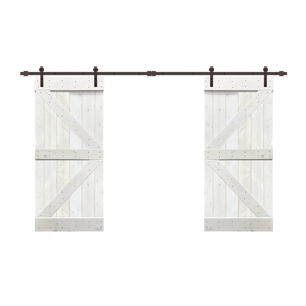 Stained K Double Barn Door with Hardware Kit T697