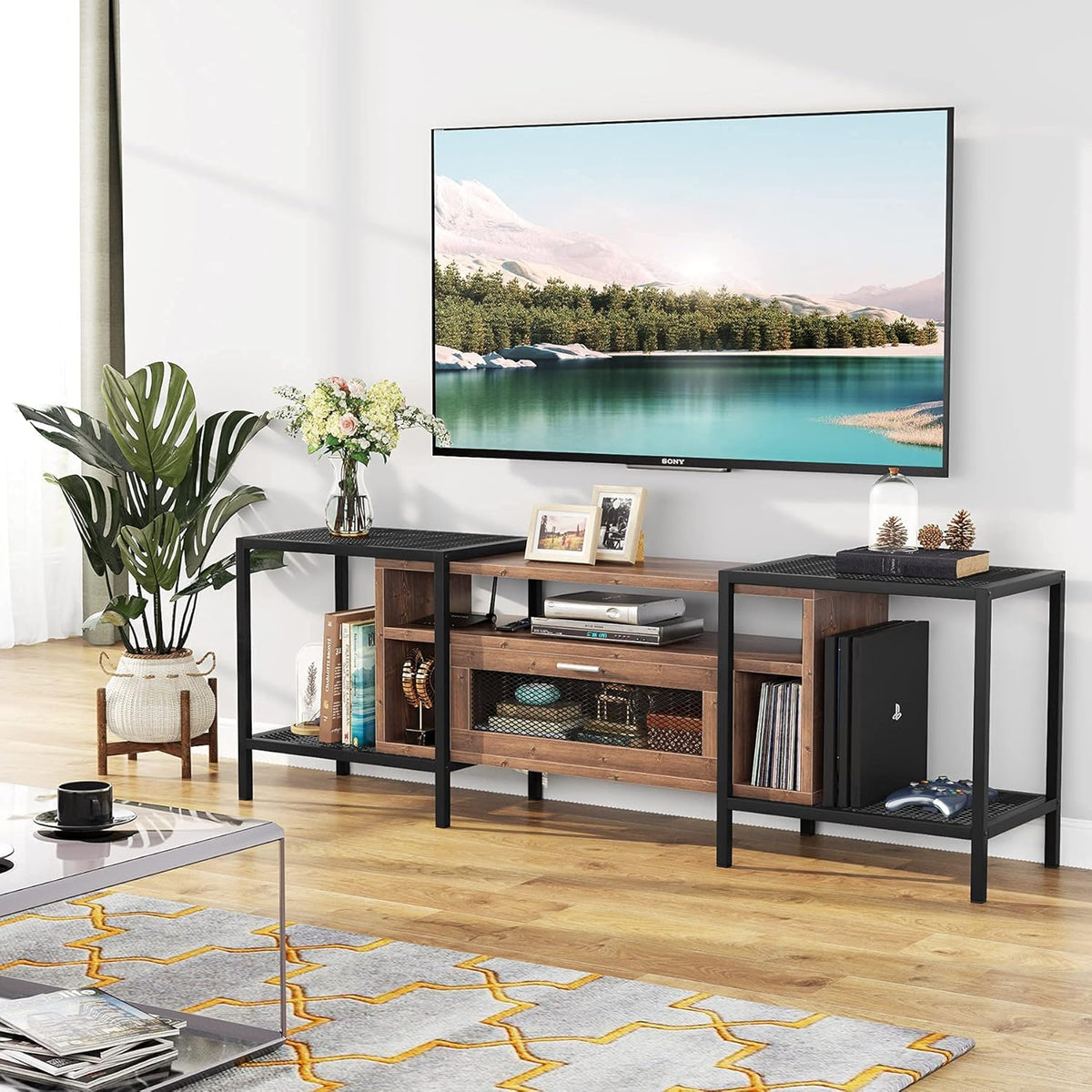 75 Inch TV Stand with Storage and Shelves J401