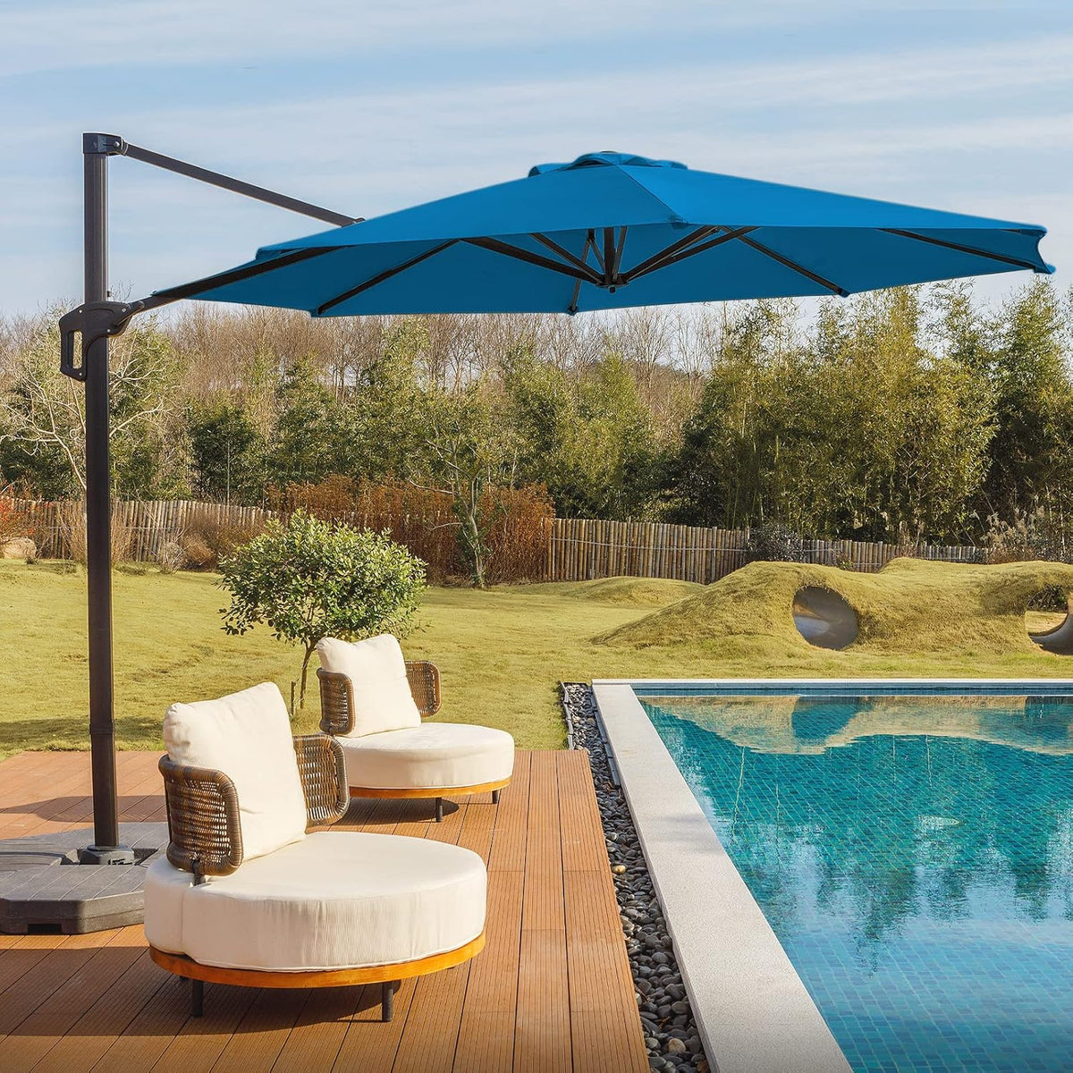 10 FT Square Cantilever Patio Umbrella with Recycled Fabric, Dark Grey G718861