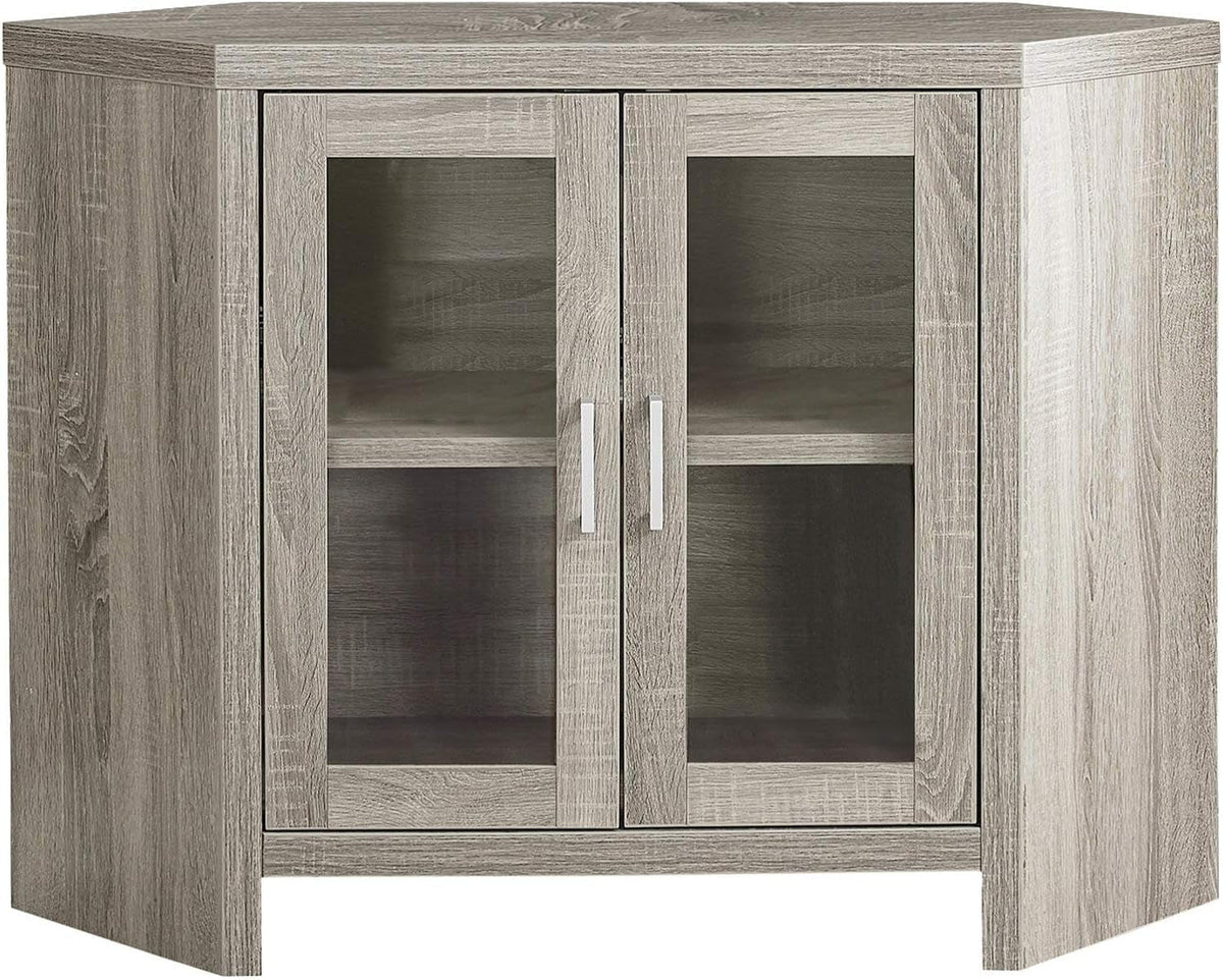 Corner TV Stand with Glass Doors, 42", Dark Taupe R4262