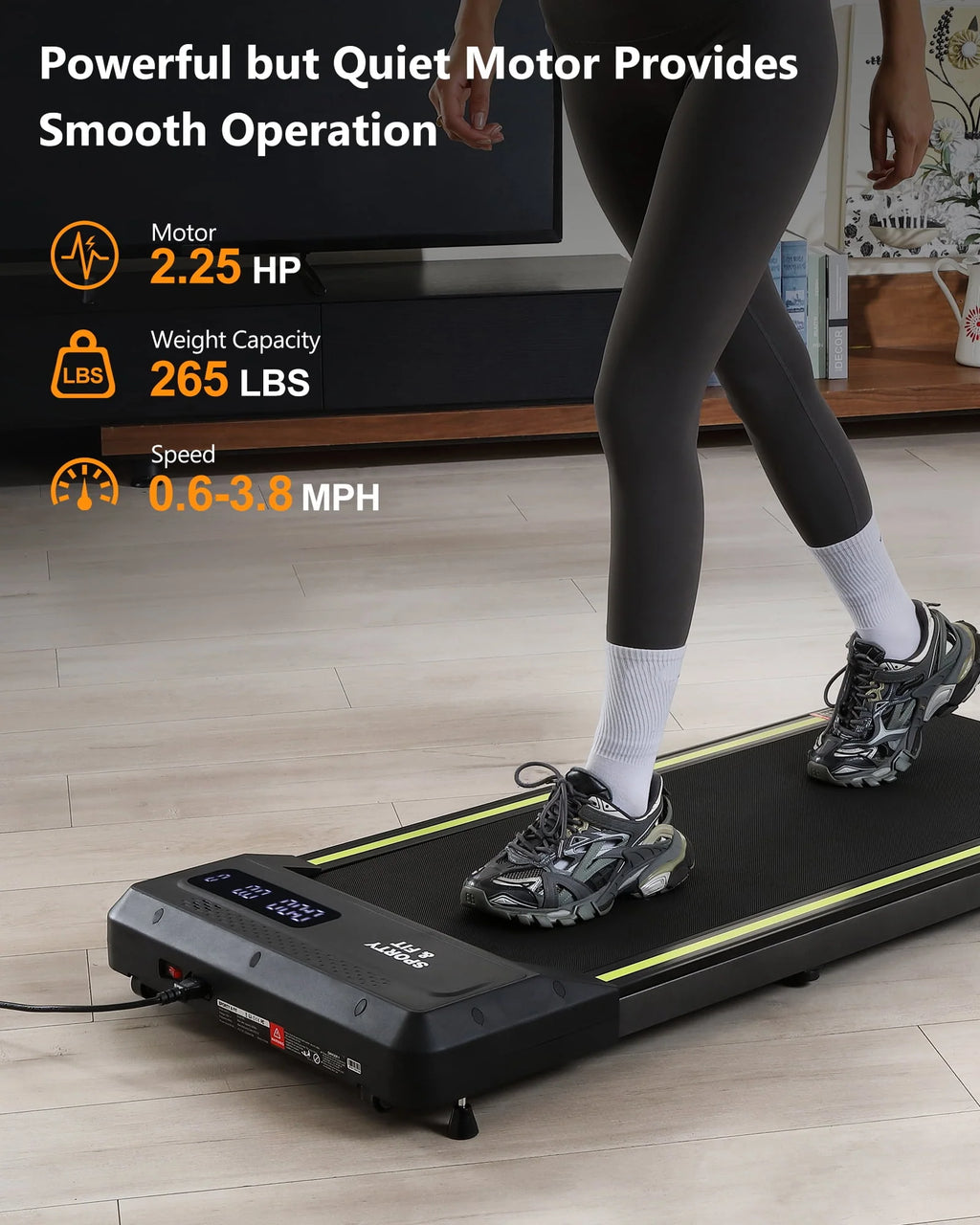 Black Portable Under Desk Treadmill with Remote Control Y387