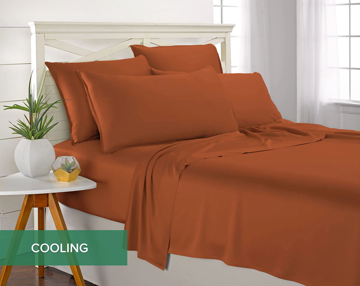 Queen Size 4 Piece Bamboo Bed Sheets Set I702542