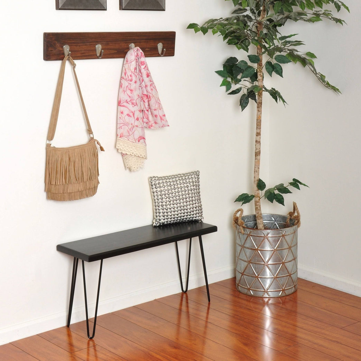Dark Brown Wood Bench I4104