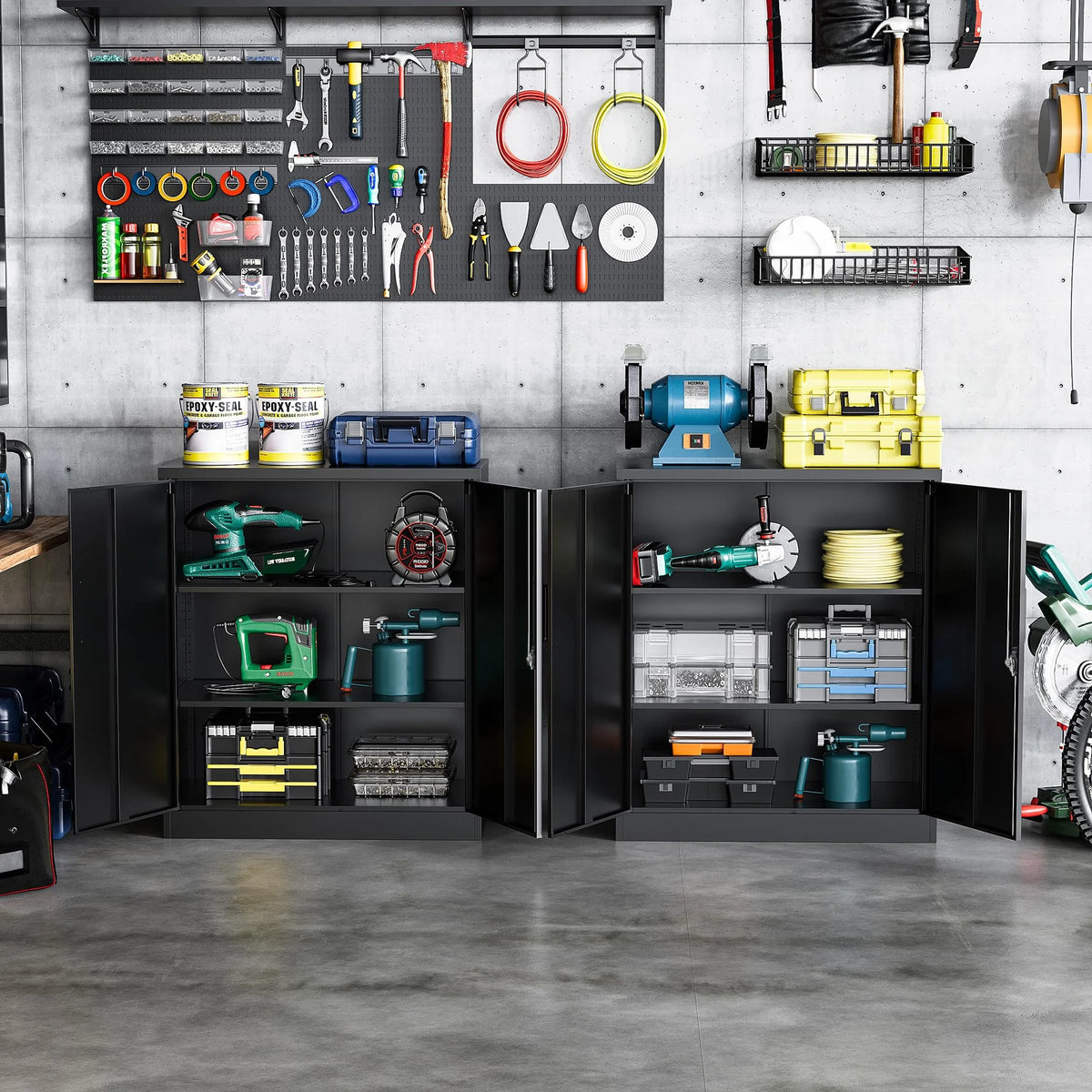 Metal Storage Cabinet with 2 Adjustable Shelves Z914868