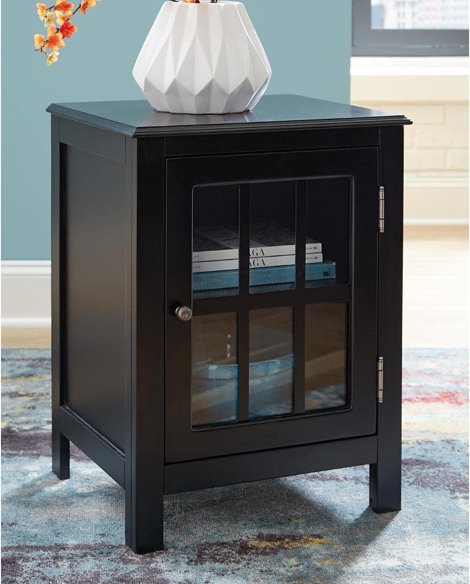 Black Modern Farmhouse Accent Cabinet End Table T9844