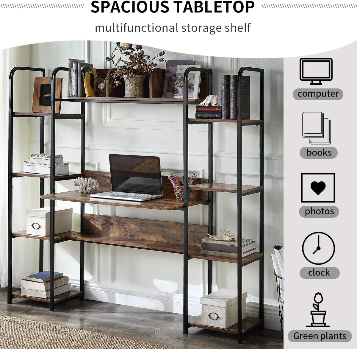 Brown Home Office Hutch and Double Bookcase A808997