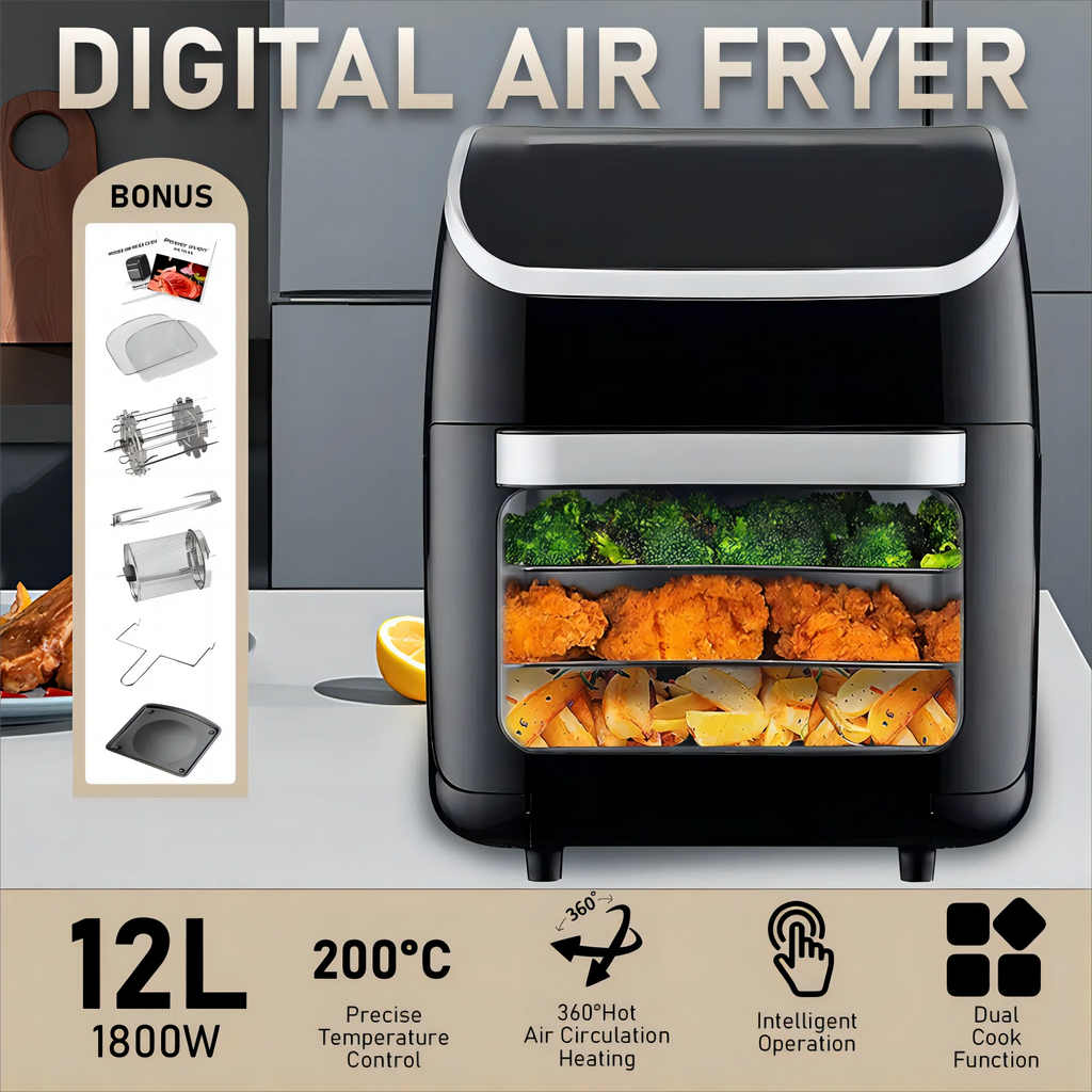 12L 1800W Digital Air Fryer Oven N12456