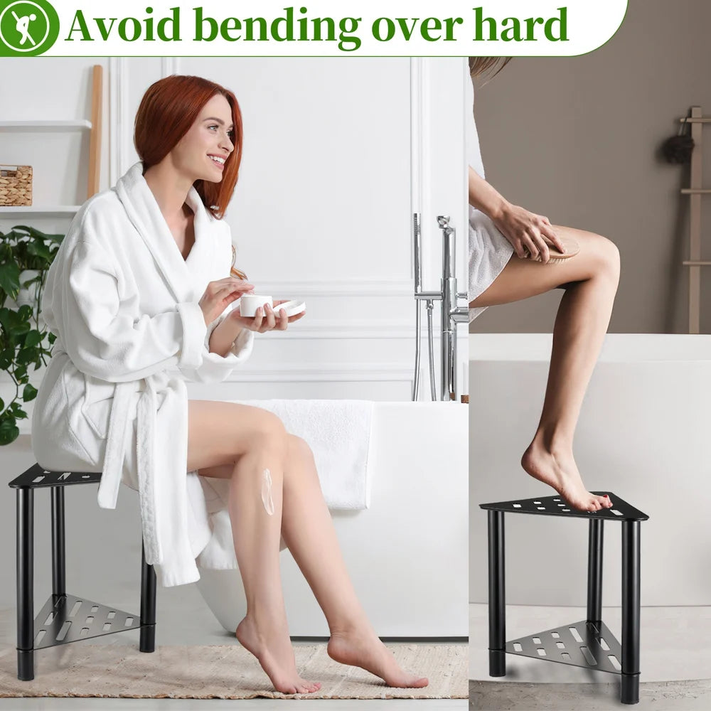 Black Corner Shower Stool H36539