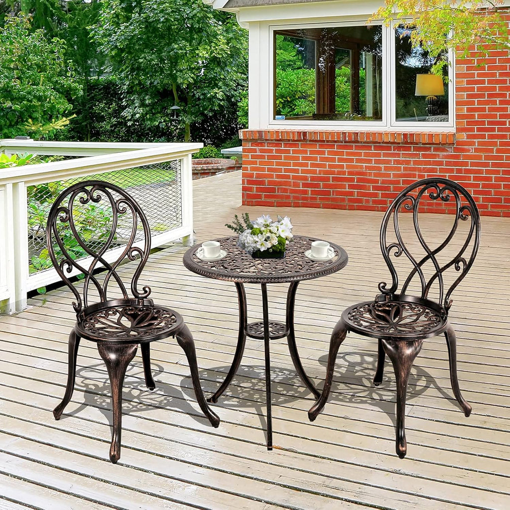 3 Piece Cast Aluminum Patio Bistro Set V612