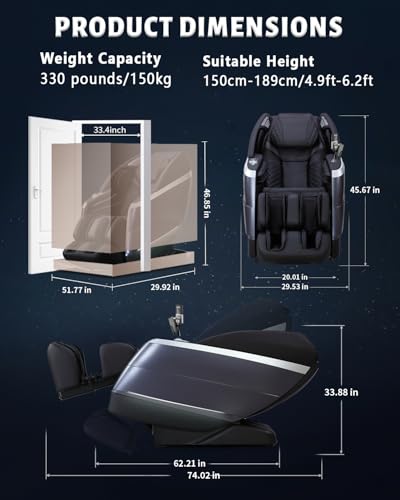4D Full Body Massage Chair with Zero Gravity Recliner Grey Q833663