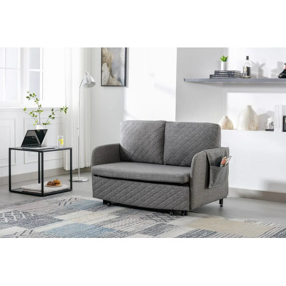 Velvet Convertible Sleeper Sofa Bed with 2 Pillows X98532