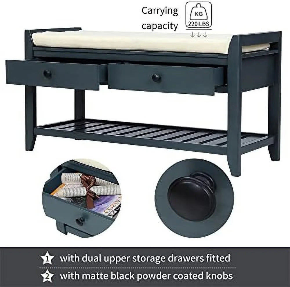 Shoe Rack with Cushioned Seat and Drawers S528