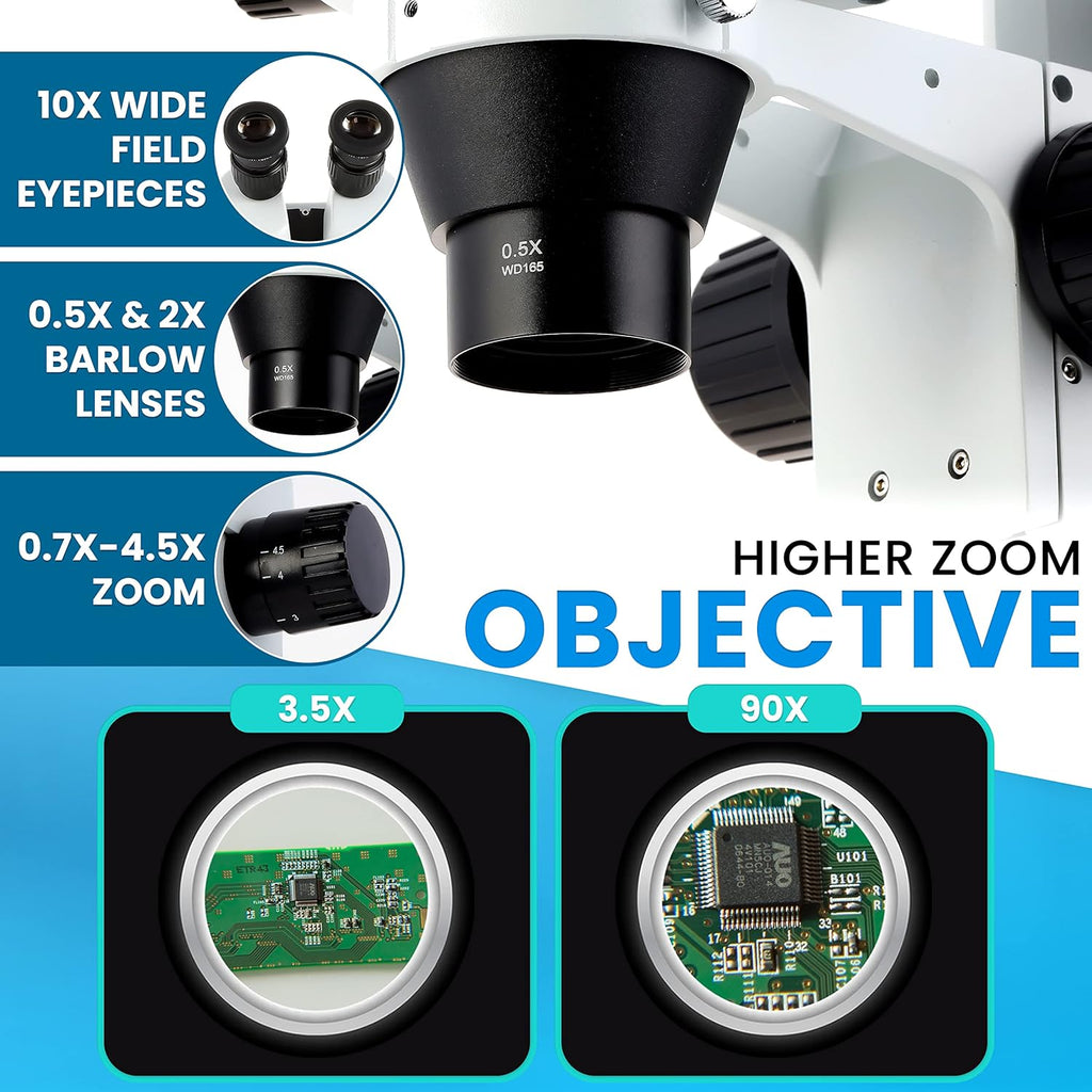 Binocular Stereo Microscope with LED Ring Light and Boom Stand B80874