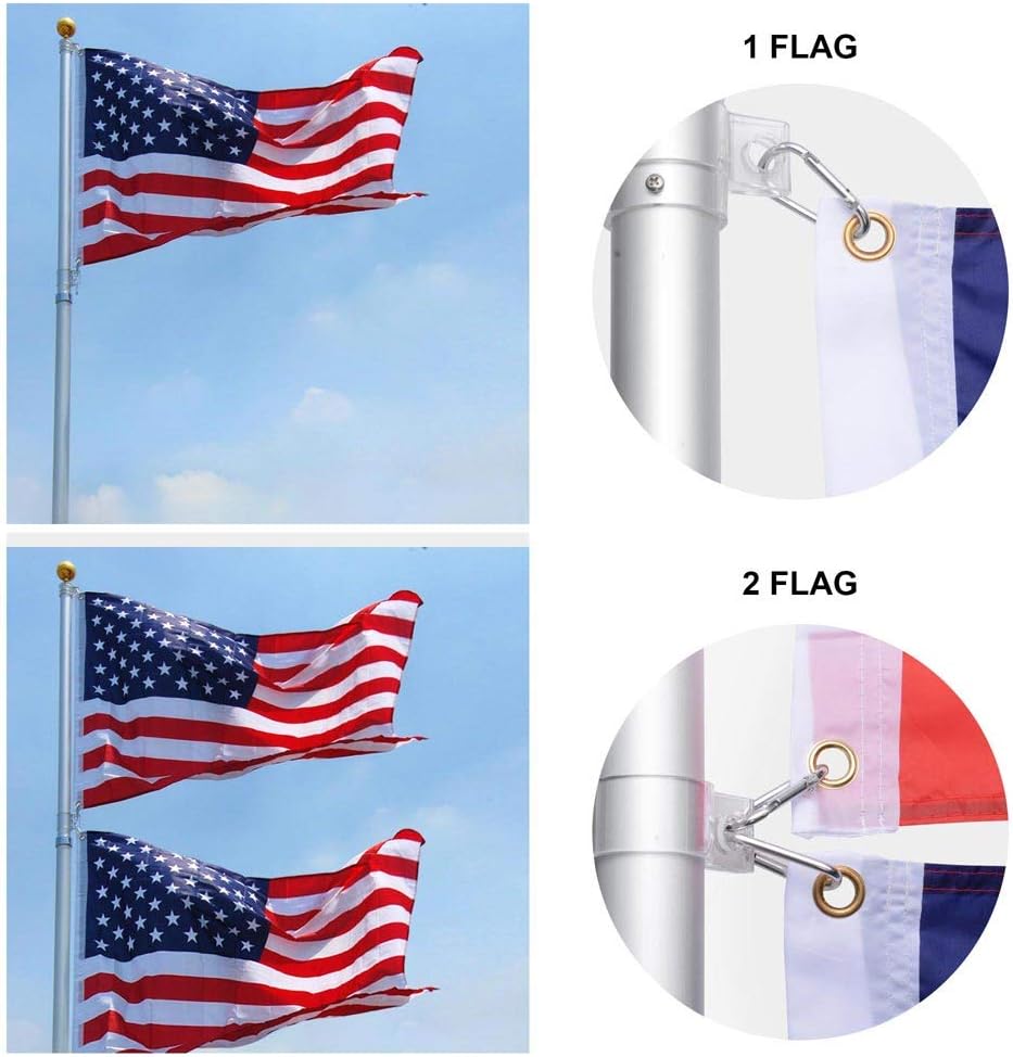 20FT Telescoping Aluminum Flagpole Kit with Tire Mount Base D851