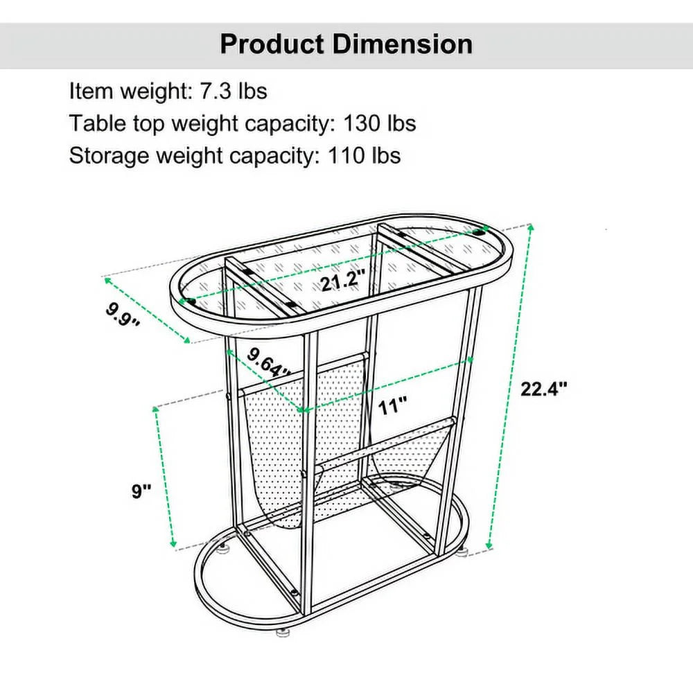 Oval Glass Side Tables with Magazine Organizer J49635