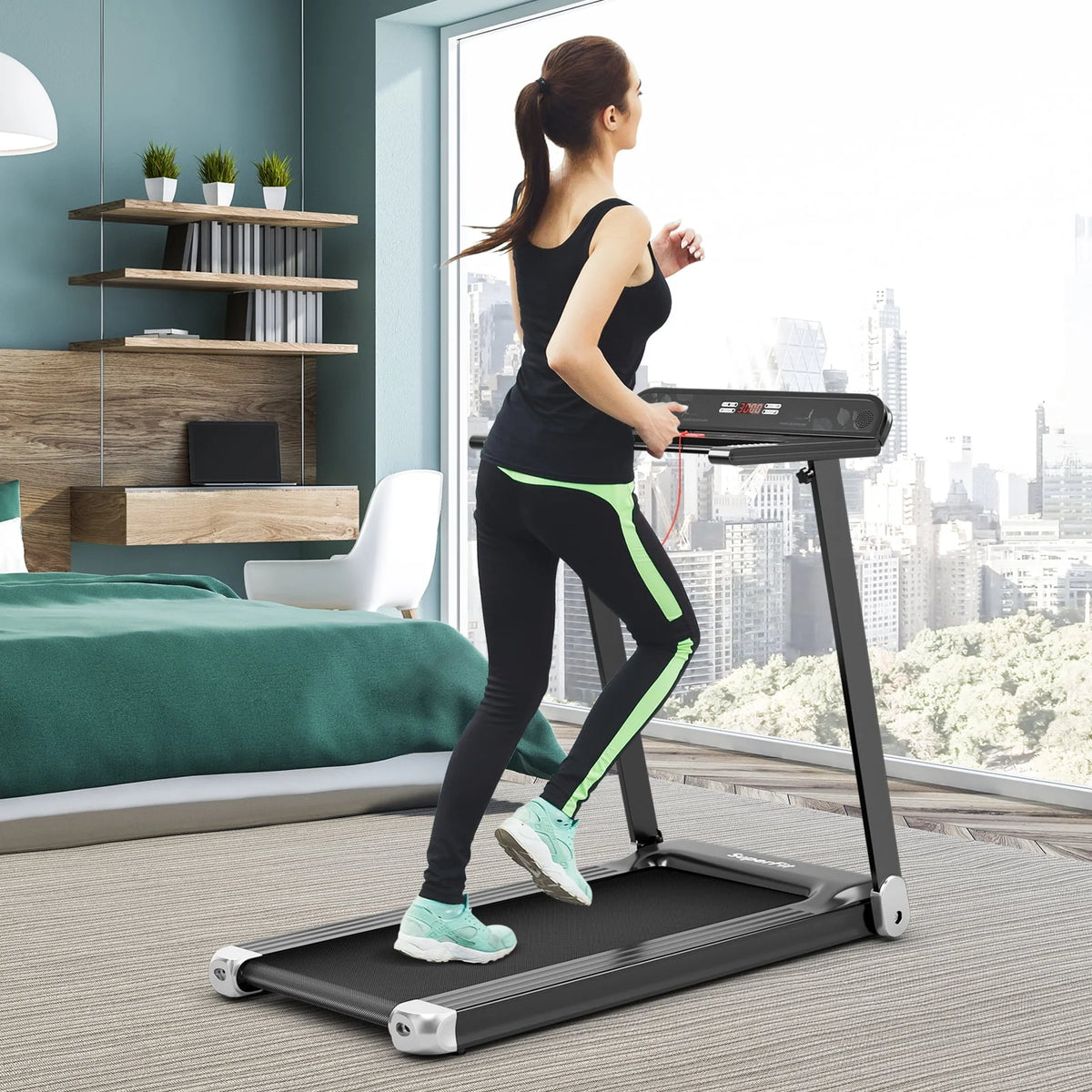 Electric Treadmill Compact Walking Running Machine I392380
