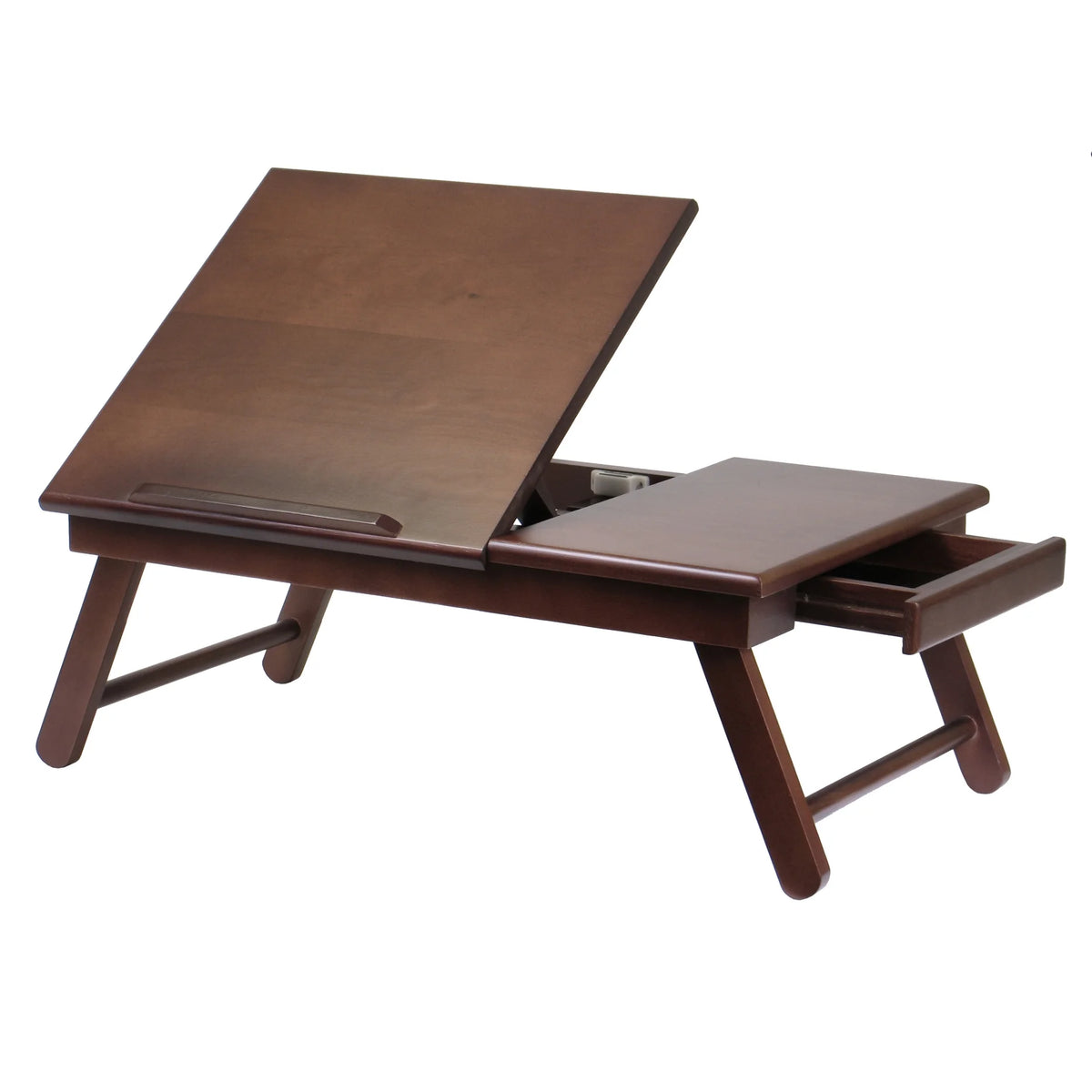 Walnut Wood Flip Top Lap Desk with Drawer F2868