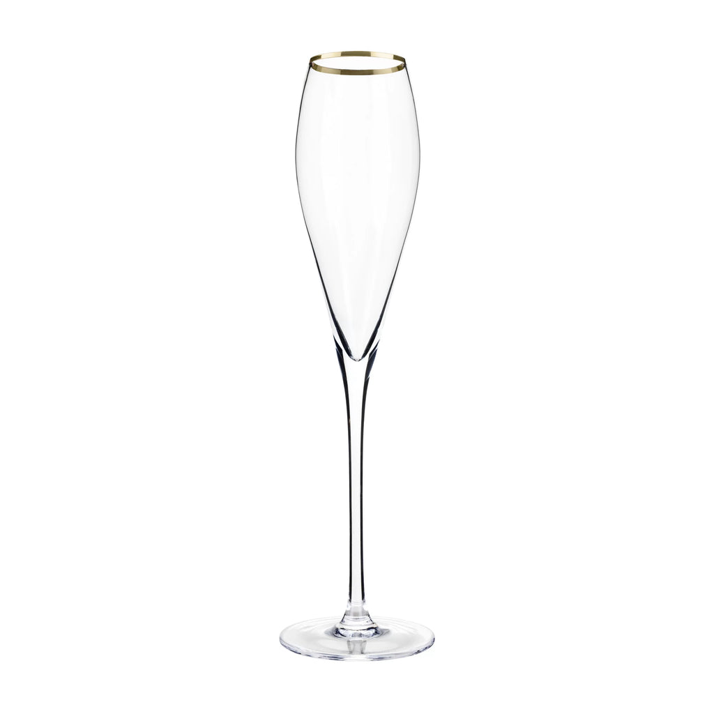 Gold-Rimmed Crystal Champagne Flutes Z179