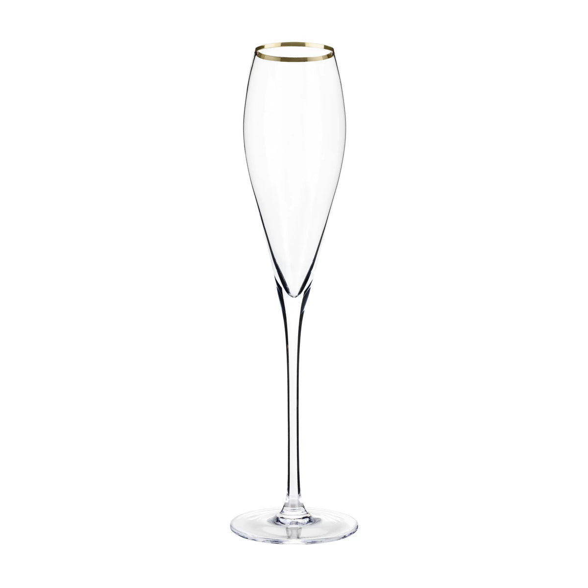 Gold-Rimmed Crystal Champagne Flutes Z179