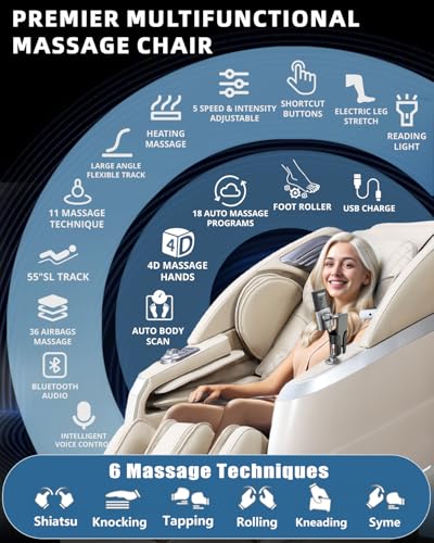 4D Full Body Massage Chair with Zero Gravity Recliner Grey Q833663