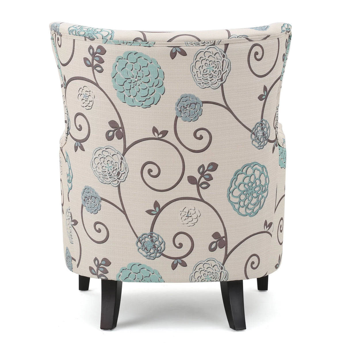 White and Blue Floral Fabric Club Chair Q17312