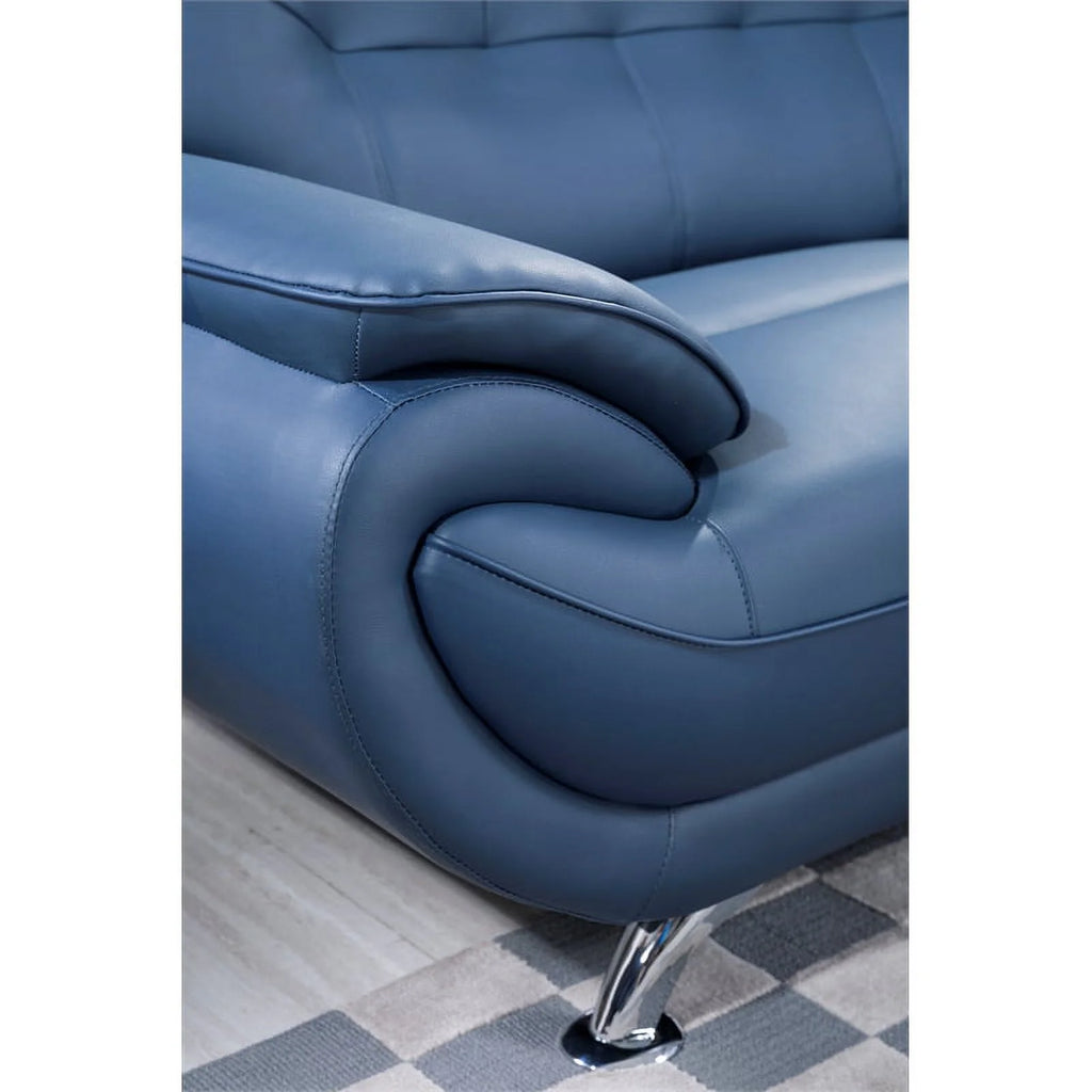 Blue Faux Leather Sofa H168