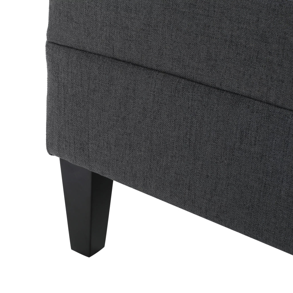 Dark Grey Tufted Fabric Ottoman Q791414