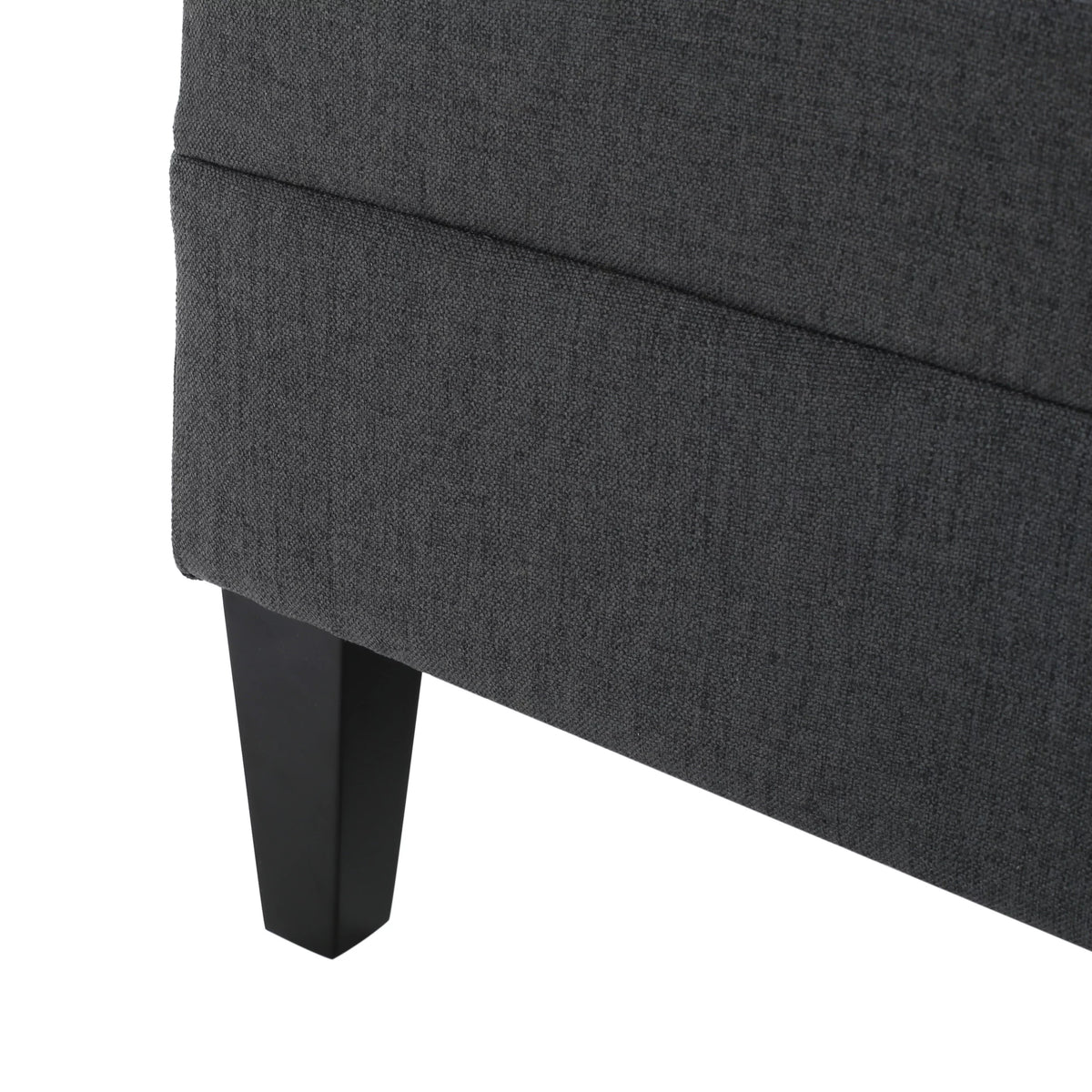 Dark Grey Tufted Fabric Ottoman Q791414