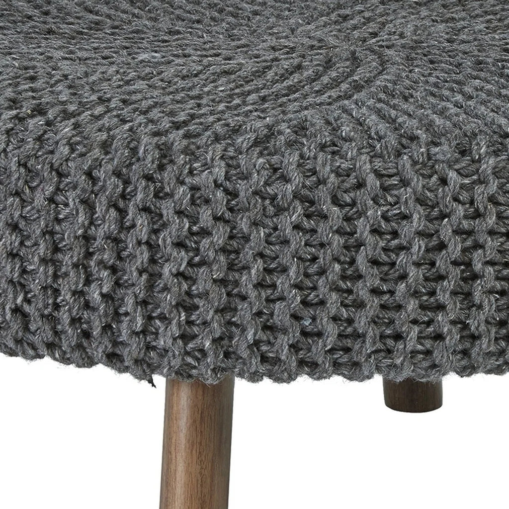 Oversized Hand Knitted Fabric Accent Ottoman V23837