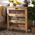 Medium Oak 3-Drawer Wood Chest H2479