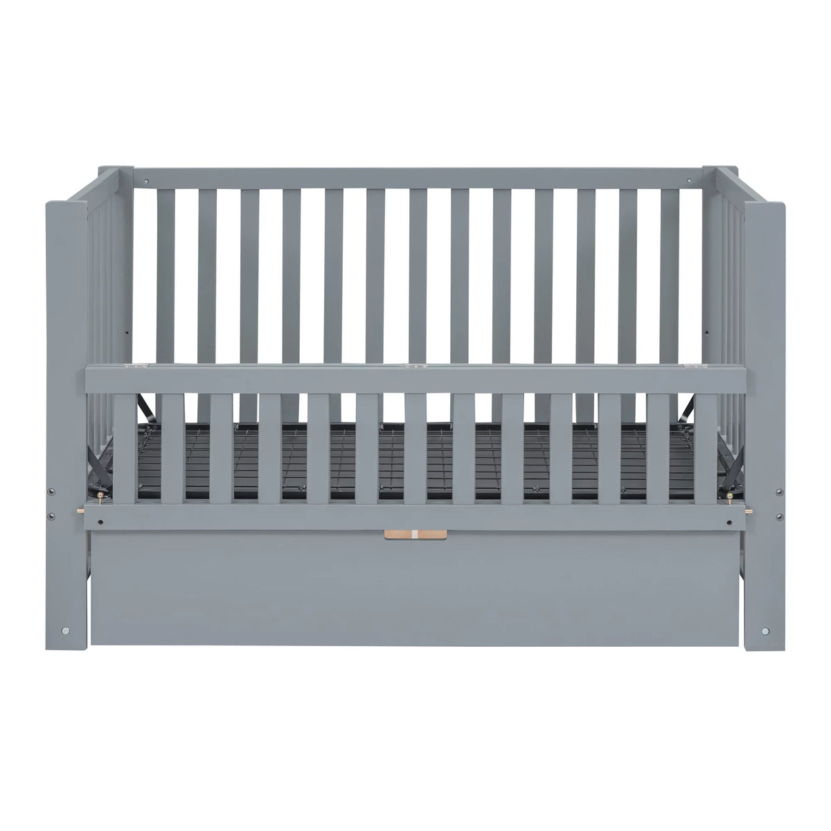 Convertible Crib with Drawer and 3 Adjustable Heights, Gray Q231