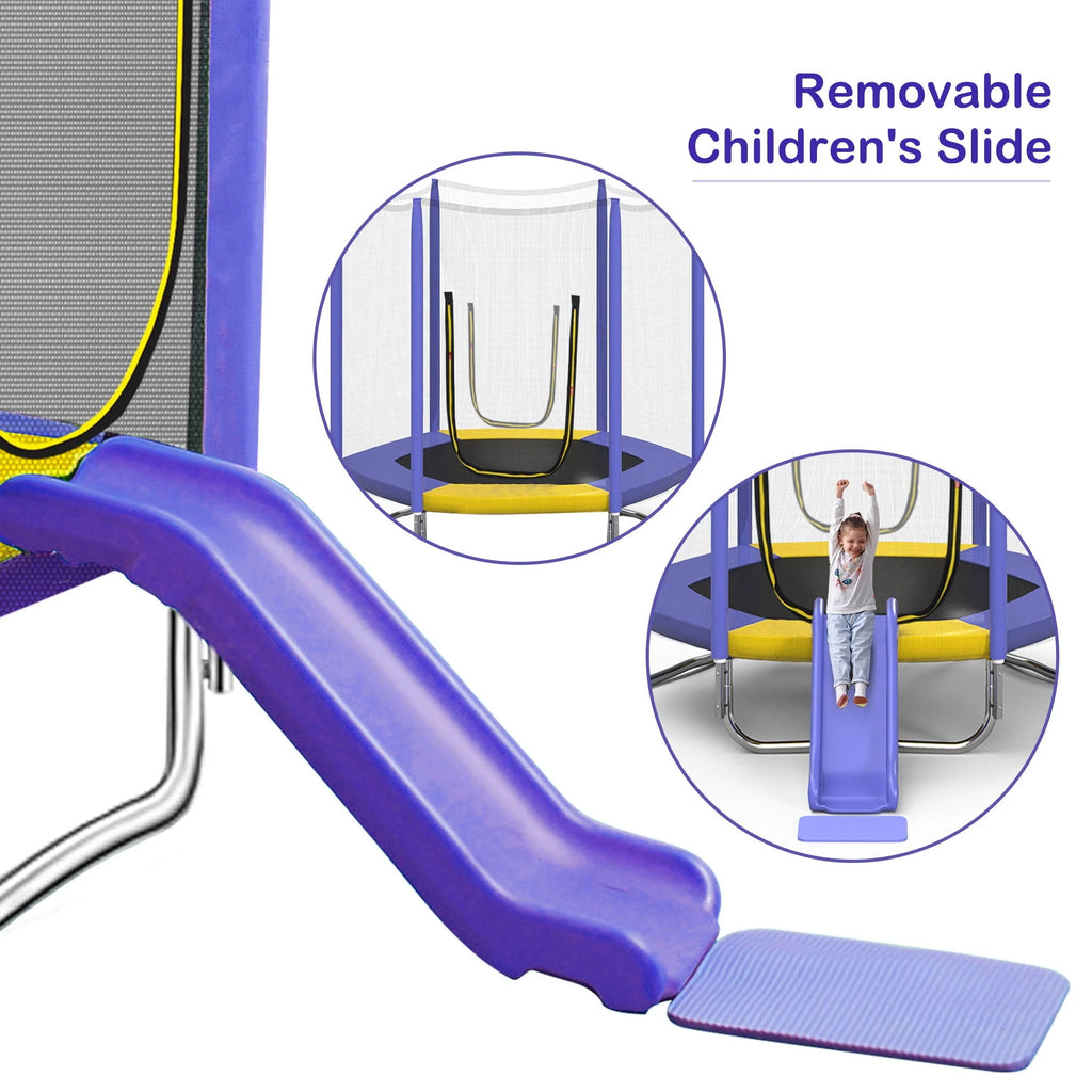 7FT Toddler Trampoline with Slide and Ladder Z75311