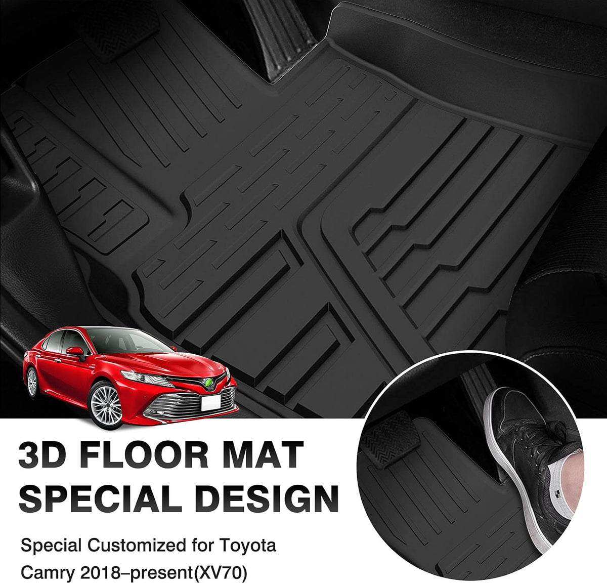 Car Floor Mats Custom Fit All-Weather TPE Front & Rear Row Full Set A22353