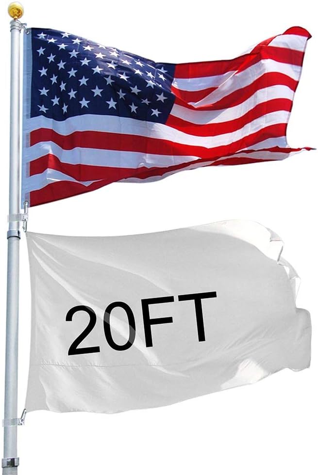 20FT Telescoping Aluminum Flagpole Kit with Tire Mount Base D851