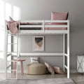 White Wood Full Loft Bunk Bed with Ladder A445
