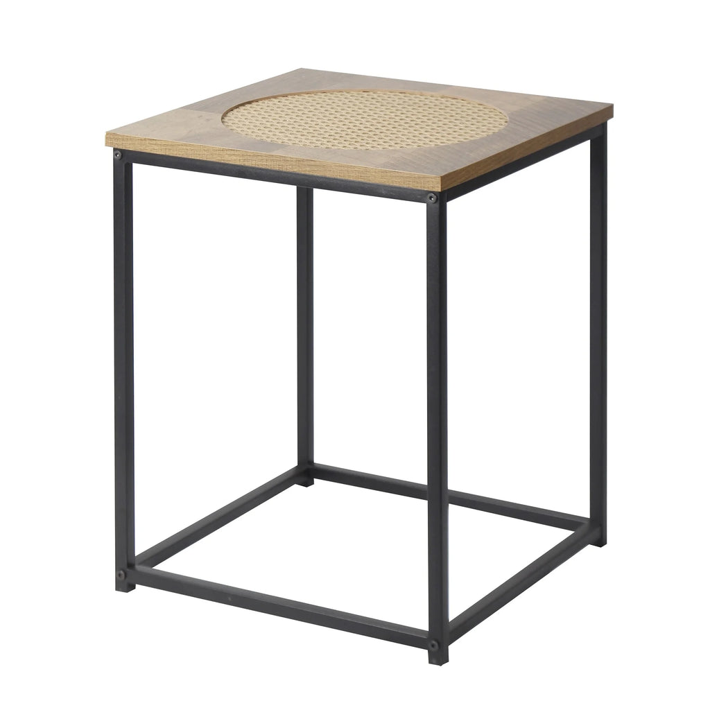 19" Wood Industrial Side Table with Metal Frame Stand N411776