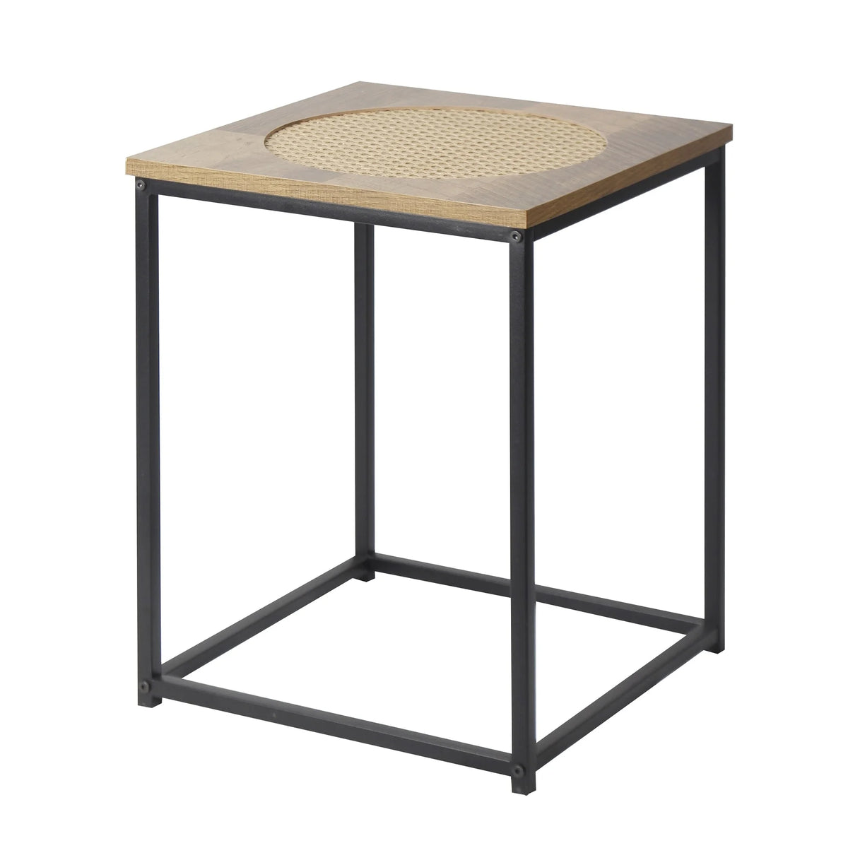 19" Wood Industrial Side Table with Metal Frame Stand N411776