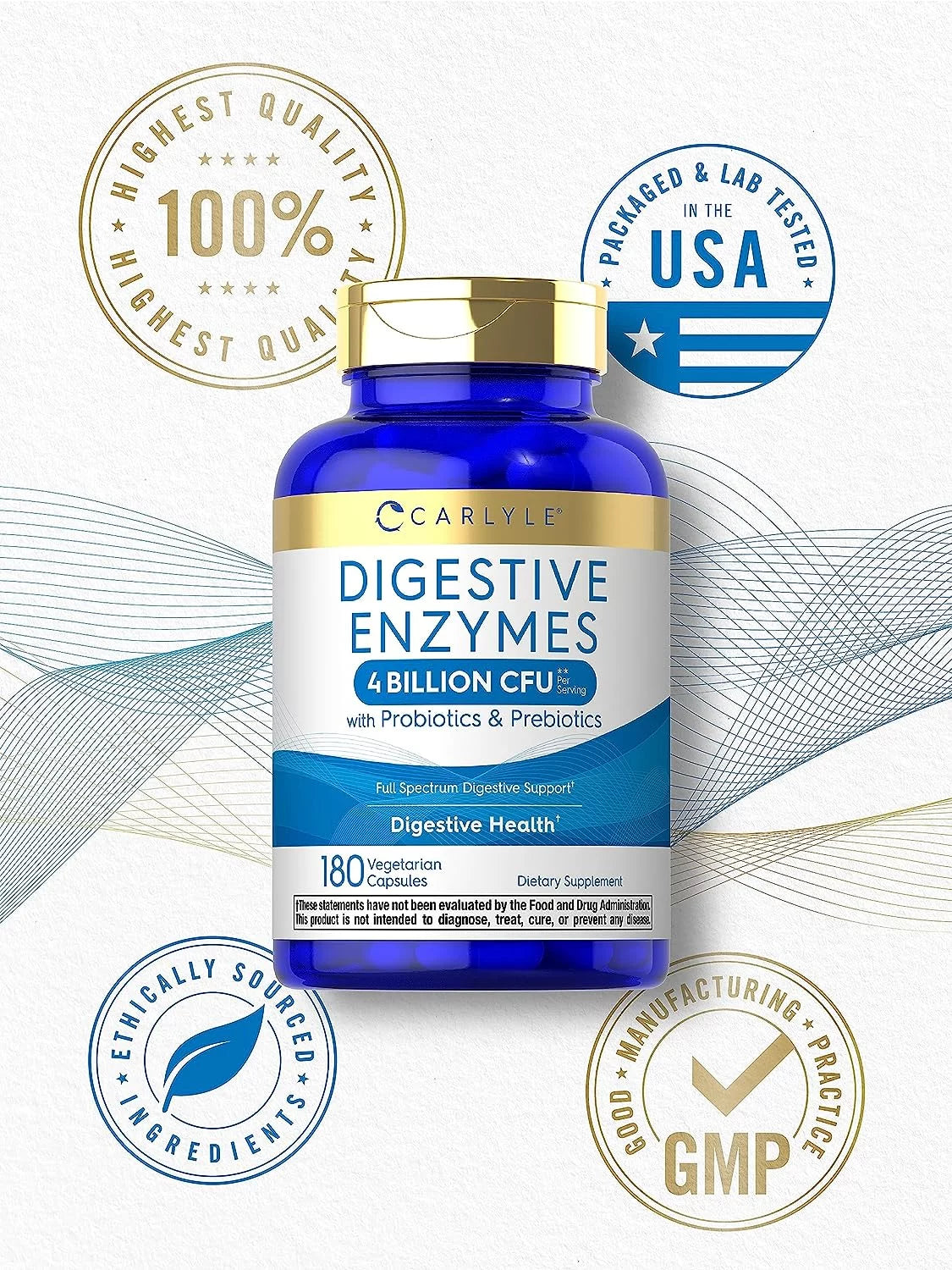Digestive Enzymes with Probiotics and Prebiotics 180 Capsules Q6423