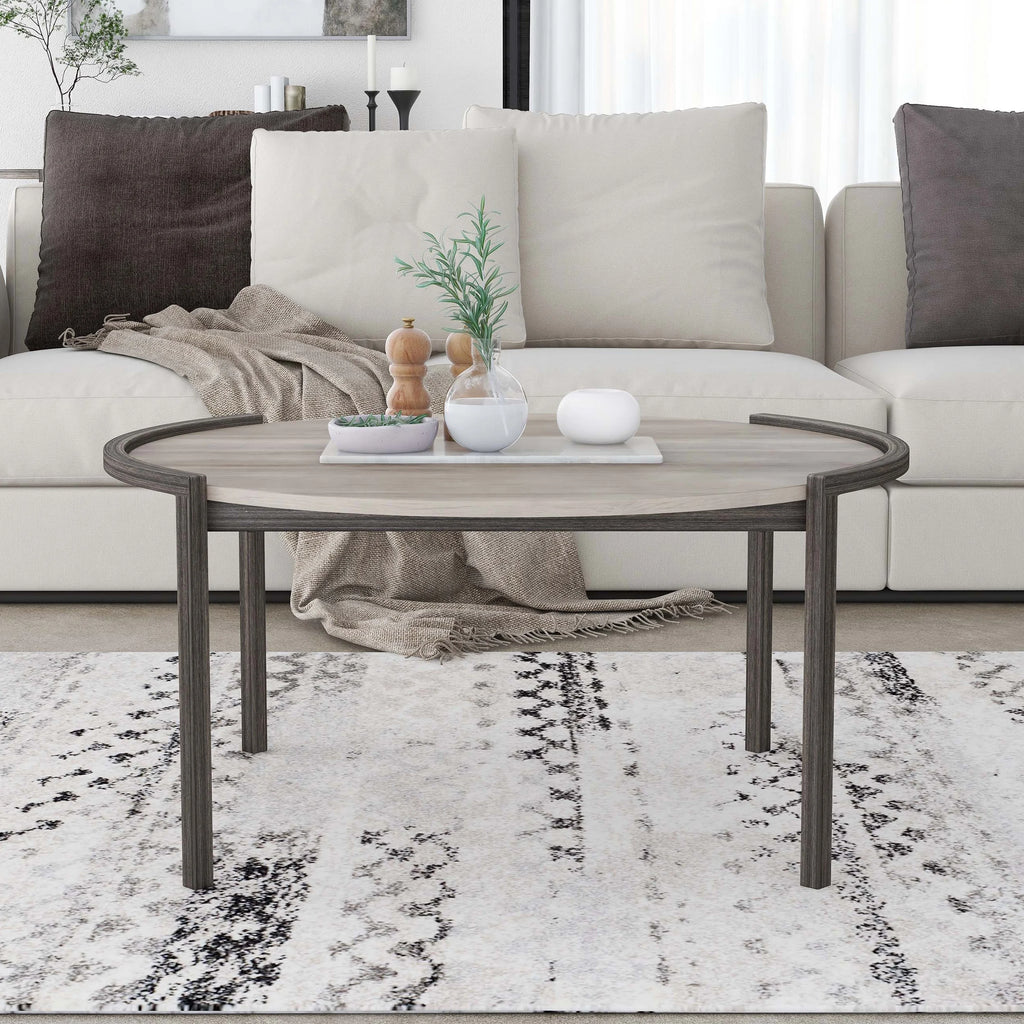 Light Grey 37-inch Steel Round Coffee Table W78951