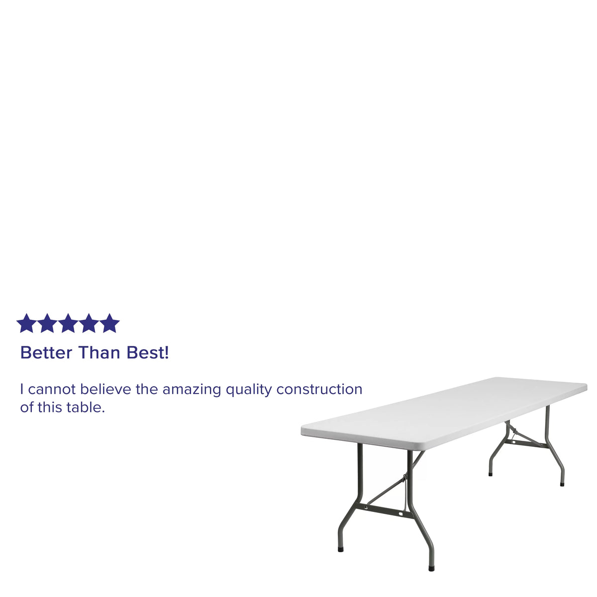8-Foot Granite White Plastic Folding Table T57055