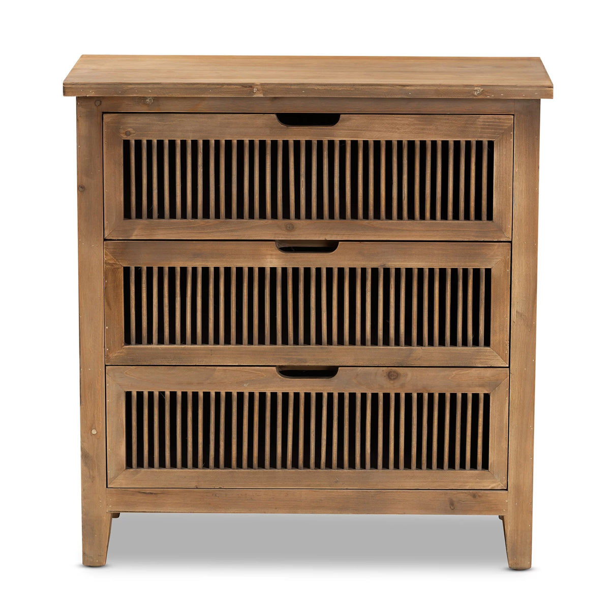 Medium Oak 3-Drawer Wood Chest H2479