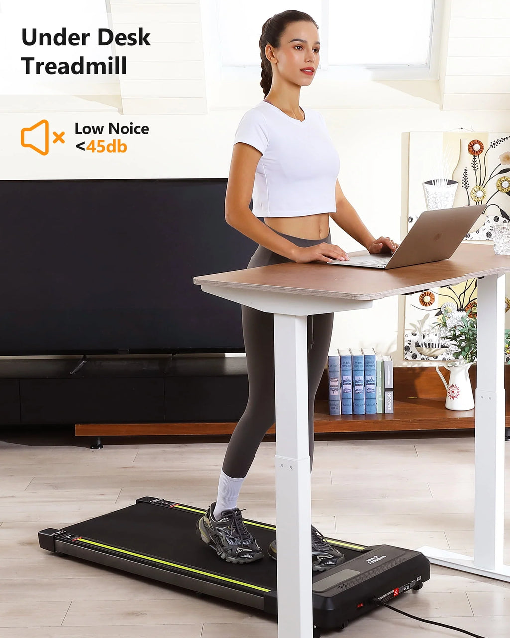 Black Portable Under Desk Treadmill with Remote Control Y387